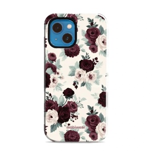 Odolný kryt na mobil Apple iPhone 13 mini - Mobiwear Elite Pro EB31E, růže se šalvějí na krémové