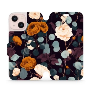 Flip pouzdro na mobil Apple iPhone 13 mini - Mobiwear VB25S, rezavé růže v noci
