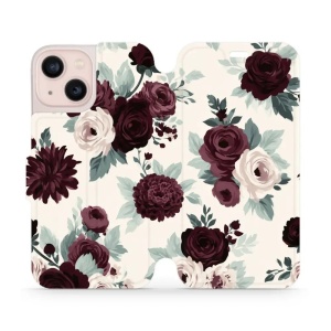 Flip pouzdro na mobil Apple iPhone 13 mini - Mobiwear VB31S, růže se šalvějí na krémové