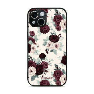 Lesklý kryt na mobil Apple iPhone 14 - Mobiwear Glossy GB31G, růže se šalvějí na krémové