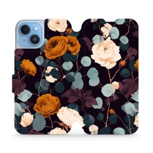 Flip pouzdro na mobil Apple iPhone 14 - Mobiwear VB25S, rezavé růže v noci