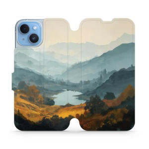 Flip pouzdro na mobil Apple iPhone 14 - Mobiwear VB36S, jezero v údolí