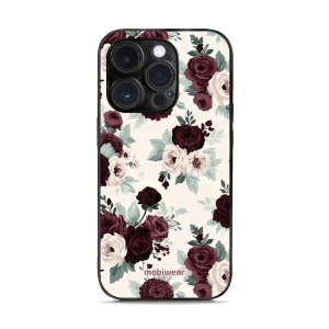 Lesklý kryt na mobil Apple iPhone 14 Pro - Mobiwear Glossy GB31G, růže se šalvějí na krémové