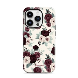 Odolný kryt na mobil Apple iPhone 14 Pro - Mobiwear Elite Pro EB31E, růže se šalvějí na krémové