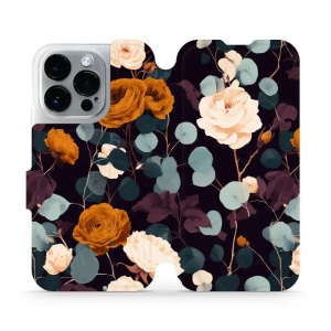 Flip pouzdro na mobil Apple iPhone 14 Pro - Mobiwear VB25S, rezavé růže v noci
