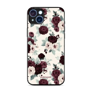 Lesklý kryt na mobil Apple iPhone 15 Plus - Mobiwear Glossy GB31G, růže se šalvějí na krémové