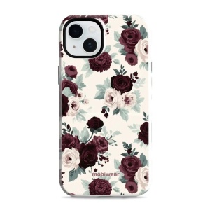 Odolný kryt na mobil Apple iPhone 15 Plus - Mobiwear Elite Pro EB31E, růže se šalvějí na krémové