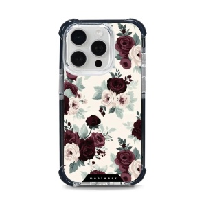 Odolný obal Mobiwear MagSafe Elite Bumper - Apple iPhone 15 Pro - DB31D Růže se šalvějí na krémové