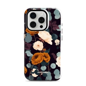 Odolný kryt na mobil Apple iPhone 15 Pro - Mobiwear Elite Pro EB25E, rezavé růže v noci
