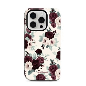 Odolný kryt na mobil Apple iPhone 15 Pro - Mobiwear Elite Pro EB31E, růže se šalvějí na krémové
