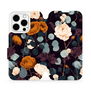 Flip pouzdro na mobil Apple iPhone 15 Pro - Mobiwear VB25S, rezavé růže v noci