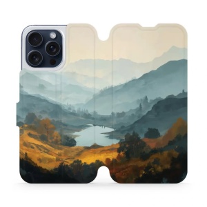 Flip pouzdro na mobil Apple iPhone 15 Pro Max - Mobiwear VB36S, jezero v údolí