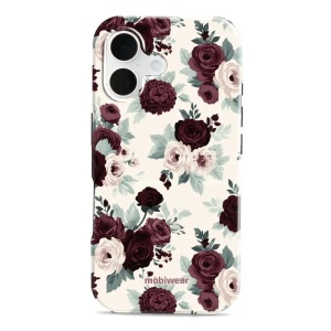 Odolný kryt na mobil Apple iPhone 16 - Mobiwear Elite Pro EB31E, růže se šalvějí na krémové