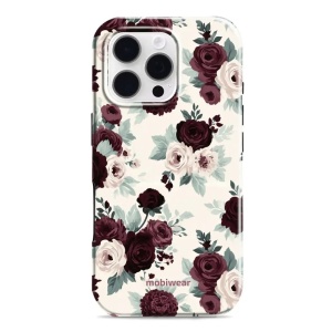 Odolný kryt na mobil Apple iPhone 16 Pro - Mobiwear Elite Pro EB31E, růže se šalvějí na krémové