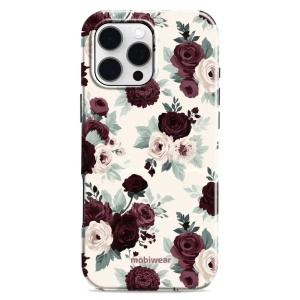 Odolný kryt na mobil Apple iPhone 16 Pro Max - Mobiwear Elite Pro EB31E, růže se šalvějí na krémové