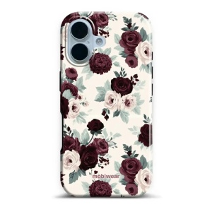 Odolný kryt na mobil Apple iPhone 17 - Mobiwear Elite Pro EB31E, růže se šalvějí na krémové