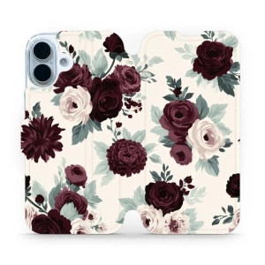 Flip pouzdro na mobil Apple iPhone 17 - Mobiwear VB31S, růže se šalvějí na krémové