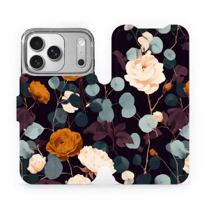 Flip pouzdro na mobil Apple iPhone 17 Pro - Mobiwear VB25S, rezavé růže v noci