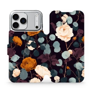 Flip pouzdro na mobil Apple iPhone 17 Pro Max - Mobiwear VB25S, rezavé růže v noci
