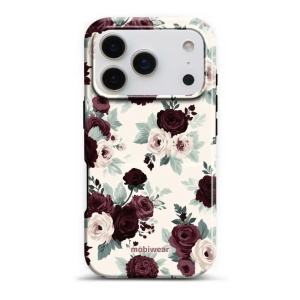 Odolný kryt na mobil Apple iPhone 18 Pro - Mobiwear Elite Pro EB31E, růže se šalvějí na krémové