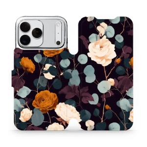 Flip pouzdro na mobil Apple iPhone 18 Pro Max - Mobiwear VB25S, rezavé růže v noci