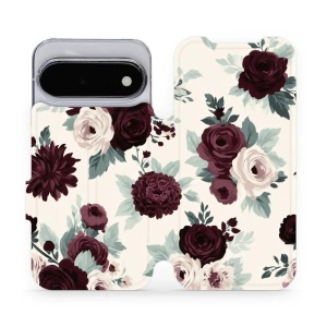 Flip pouzdro na mobil Google Pixel 11 - Mobiwear VB31S, růže se šalvějí na krémové