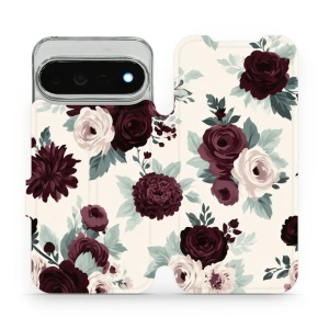 Flip pouzdro na mobil Google Pixel 11 Pro XL - Mobiwear VB31S, růže se šalvějí na krémové