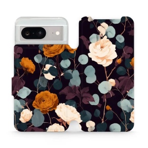 Flip pouzdro na mobil Google Pixel 8 - Mobiwear VB25S, rezavé růže v noci