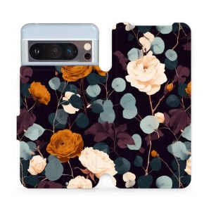 Flip pouzdro na mobil Google Pixel 8 Pro - Mobiwear VB25S, rezavé růže v noci