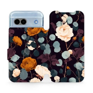 Flip pouzdro na mobil Google Pixel 8a - Mobiwear VB25S, rezavé růže v noci