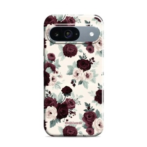 Odolný kryt na mobil Google Pixel 9 / Pixel 9 Pro - Mobiwear Elite Pro EB31E, růže se šalvějí na krémové