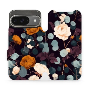 Flip pouzdro na mobil Google Pixel 9 / Pixel 9 Pro - Mobiwear VB25S, rezavé růže v noci