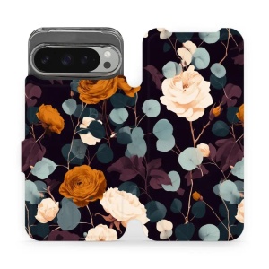 Flip pouzdro na mobil Google Pixel 9 Pro XL - Mobiwear VB25S, rezavé růže v noci