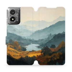 Flip pouzdro na mobil Motorola Moto E14 - Mobiwear VB36S, jezero v údolí