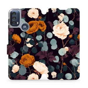 Flip pouzdro na mobil Motorola Moto E30 / Moto E40 - Mobiwear VB25S, rezavé růže v noci