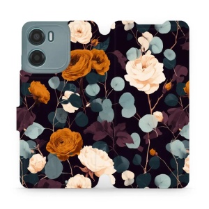 Flip pouzdro na mobil Motorola Moto G05 - Mobiwear VB25S, rezavé růže v noci