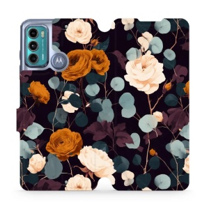 Flip pouzdro na mobil Motorola Moto G60 - Mobiwear VB25S, rezavé růže v noci