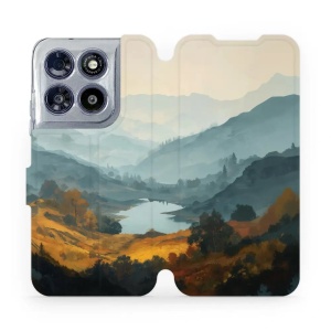 Flip pouzdro na mobil Motorola Moto G67 - Mobiwear VB36S, jezero v údolí