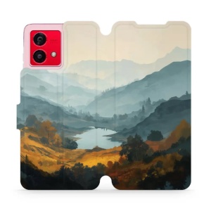 Flip pouzdro na mobil Motorola Moto G84 - Mobiwear VB36S, jezero v údolí