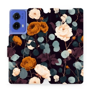Flip pouzdro na mobil Motorola Moto G85 5G - Mobiwear VB25S, rezavé růže v noci
