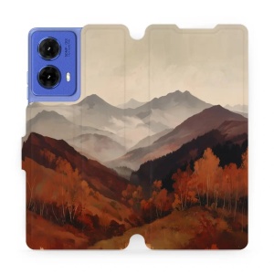 Flip pouzdro na mobil Motorola Moto G85 5G - Mobiwear VB35S, mlhavé údolí v horách
