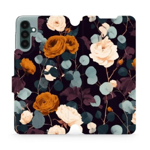 Flip pouzdro na mobil Samsung Galaxy A13 5G / Galaxy A04S - Mobiwear VB25S, rezavé růže v noci