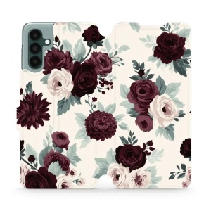 Flip pouzdro na mobil Samsung Galaxy A13 5G / Galaxy A04S - Mobiwear VB31S, růže se šalvějí na krémové