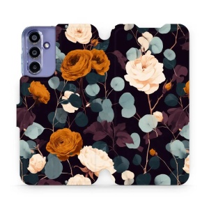 Flip pouzdro na mobil Samsung Galaxy A15 5G / Galaxy A15 4G - Mobiwear VB25S, rezavé růže v noci