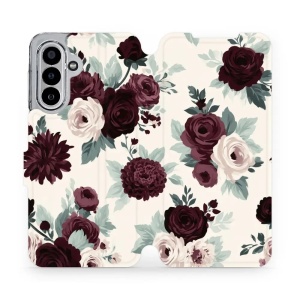 Flip pouzdro na mobil Samsung Galaxy A17 5G - Mobiwear VB31S, růže se šalvějí na krémové