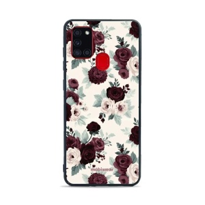 Lesklý kryt na mobil Samsung Galaxy A21S - Mobiwear Glossy GB31G, růže se šalvějí na krémové
