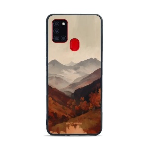 Lesklý kryt na mobil Samsung Galaxy A21S - Mobiwear Glossy GB35G, mlhavé údolí v horách