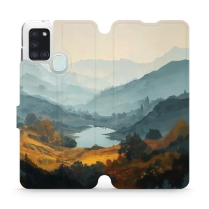 Flip pouzdro na mobil Samsung Galaxy A21S - Mobiwear VB36S, jezero v údolí