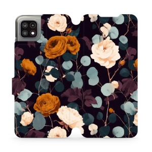 Flip pouzdro na mobil Samsung Galaxy A22 5G - Mobiwear VB25S, rezavé růže v noci