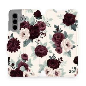 Flip pouzdro na mobil Samsung Galaxy A26 5G - Mobiwear VB31S, růže se šalvějí na krémové